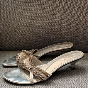 Elegant Silver and Brown Women's Heels